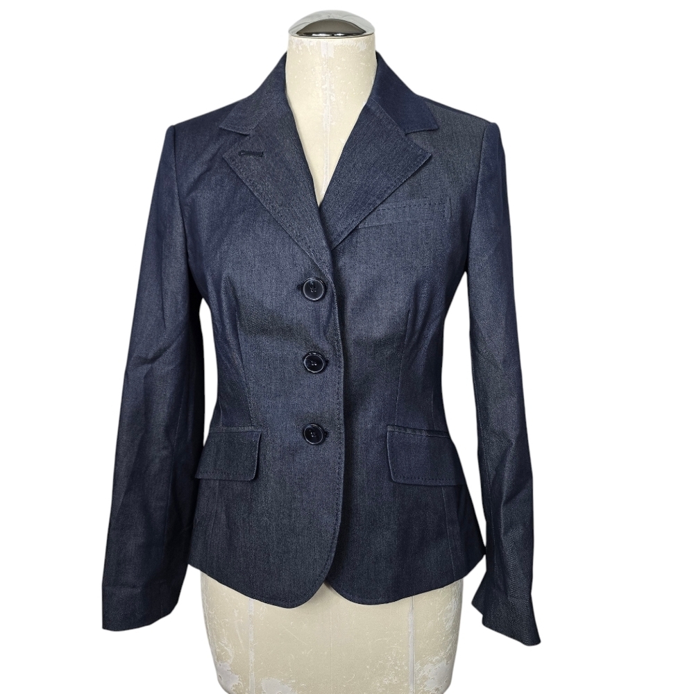 Talbots Stretch Blue Button Down Blazer Petite 4